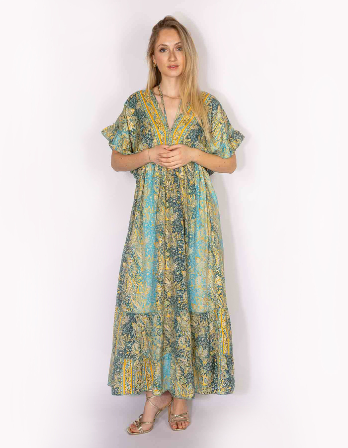 Rene Derhy lang kleed turquoise