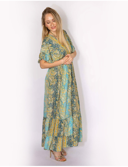 Rene Derhy lang kleed turquoise