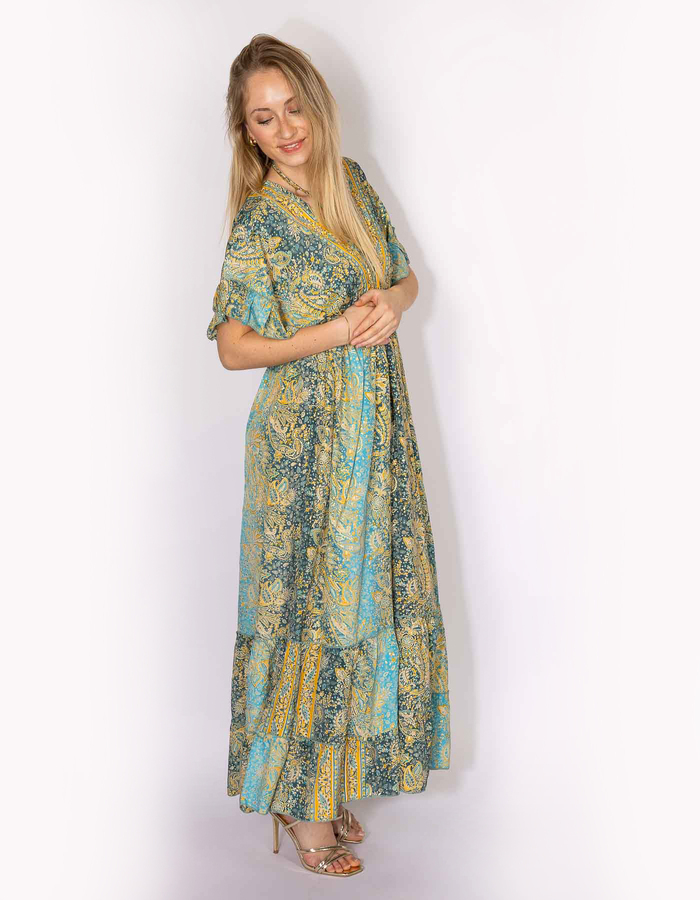 Rene Derhy lang kleed turquoise