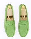 Groene suède loafer met klassieke pennyband