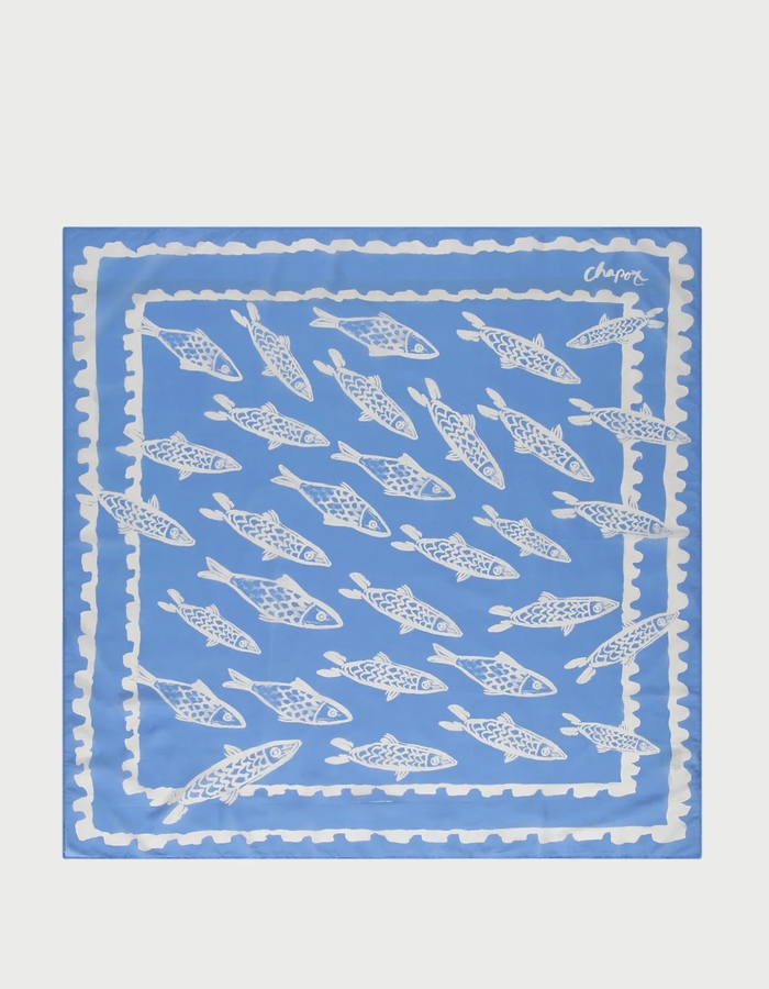 School of Fishes sjaal in blauw