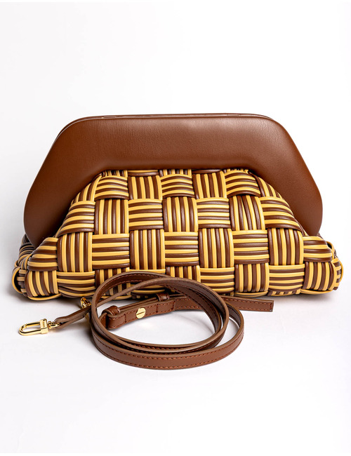 Themoirè handtas bruin