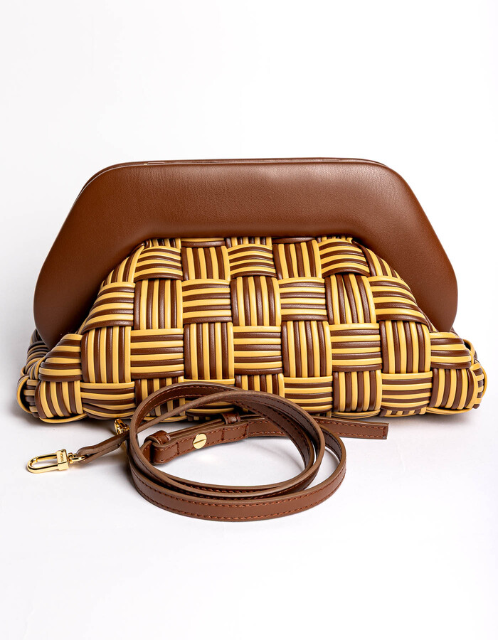 Themoirè handtas bruin