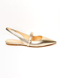 Gouden slingback ballerina met pareldetail