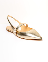 Gouden slingback ballerina met pareldetail