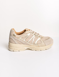 SARU - Beige sneaker met mesh en champagnekleurige details