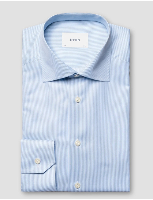 Slim Fit Hemd fijne streep twill lichtblauw