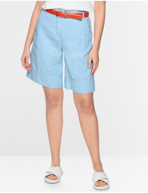 Short met wijde pasvorm en hoge taille in katoen-linnenmix