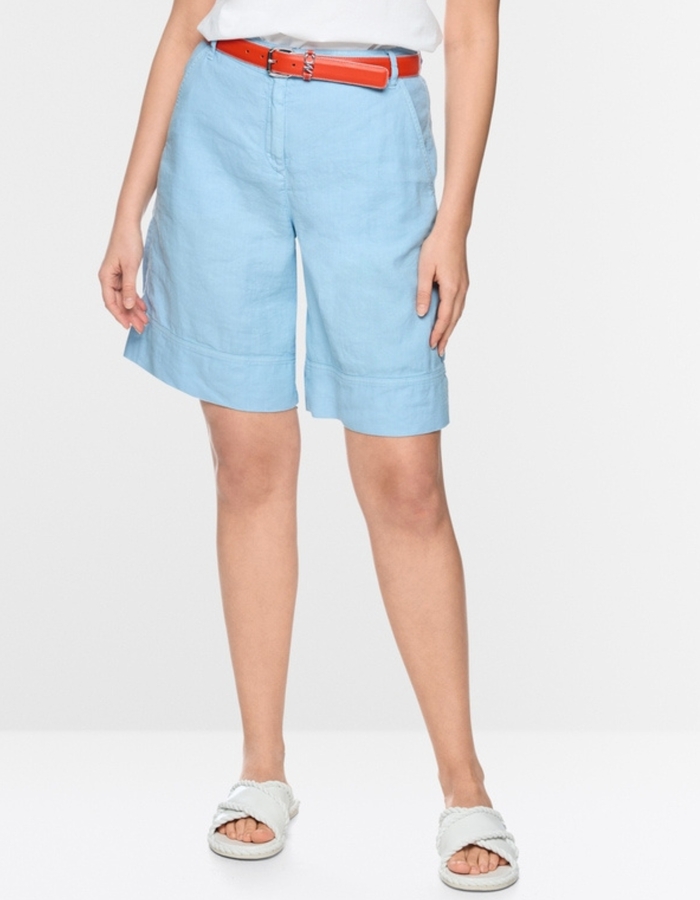 Short met wijde pasvorm en hoge taille in katoen-linnenmix