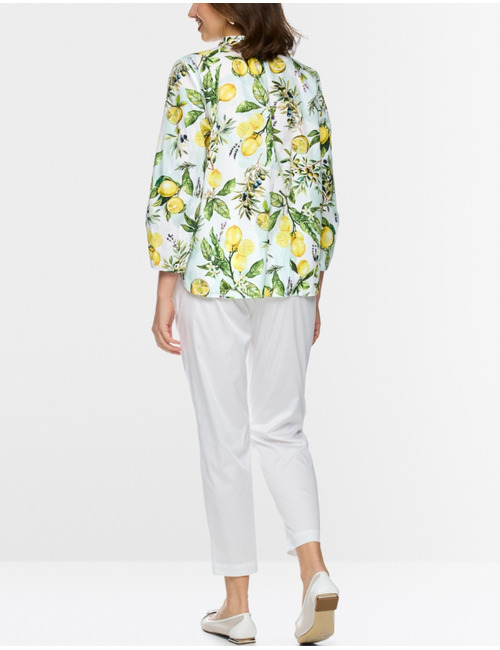 Katoenen blouse met citroenprint en V-hals