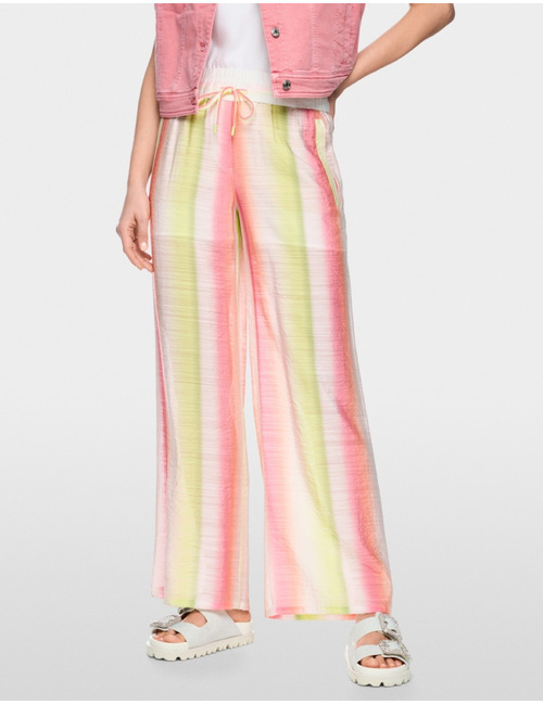 Broek met wijde pijpen en hoge taille in viscosemix