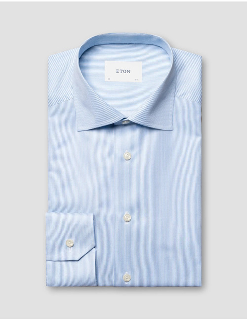 Contemporary fit hemd fijne streep twill lichtblauw