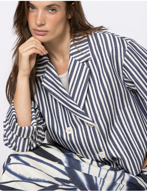 WENDY - Gestreepte blazer met rechte pasvorm en knoopsluiting