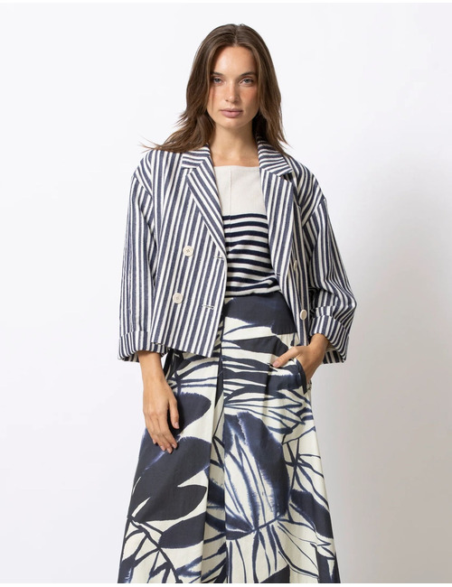 WENDY - Gestreepte blazer met rechte pasvorm en knoopsluiting