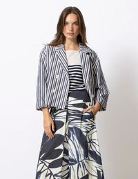 WENDY - Gestreepte blazer met rechte pasvorm en knoopsluiting