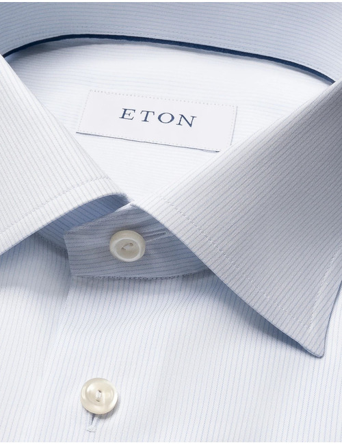 Slim fit hemd fijne streep twill lichtblauw