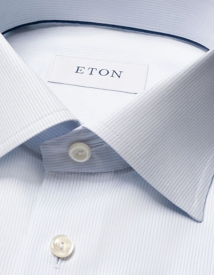 Slim fit hemd fijne streep twill lichtblauw