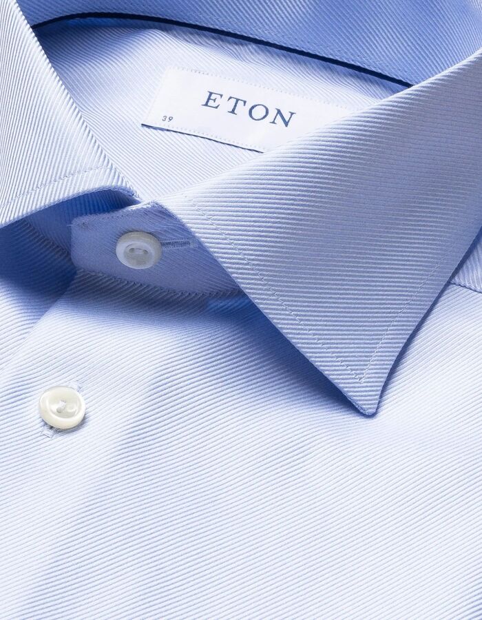 Slim fit hemd textured twill katoen lichtblauw