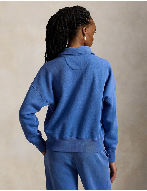 Fleece trui met quarter zip in new iris blue