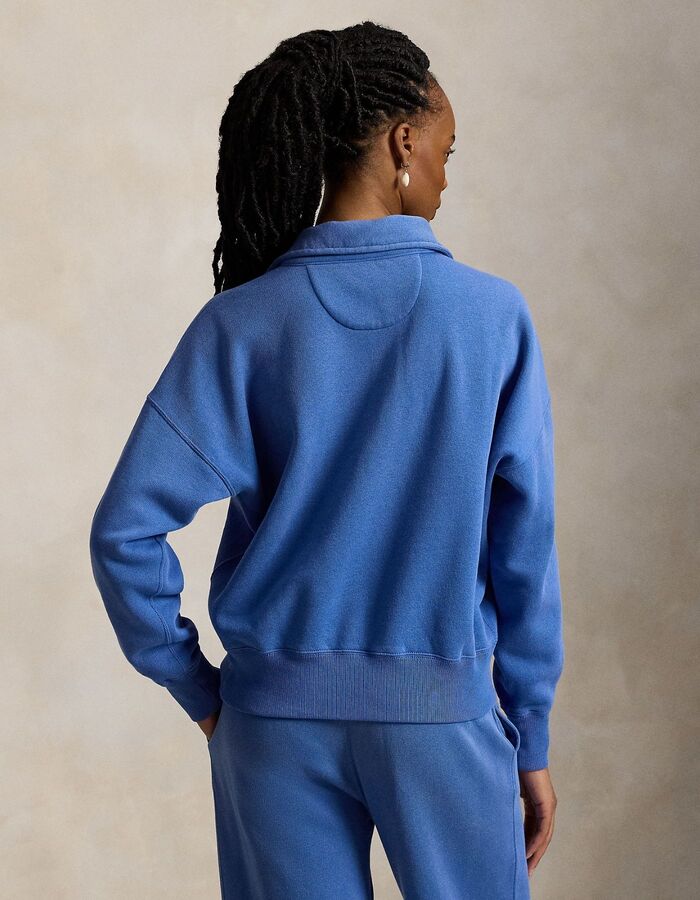 Fleece trui met quarter zip in new iris blue