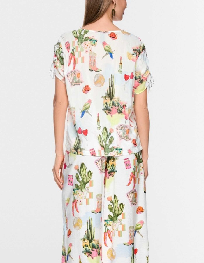 Blouseshirt met plooidetails en kleurrijke print