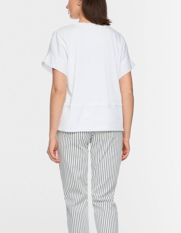 Casual T-shirt met V-hals en trekkoord