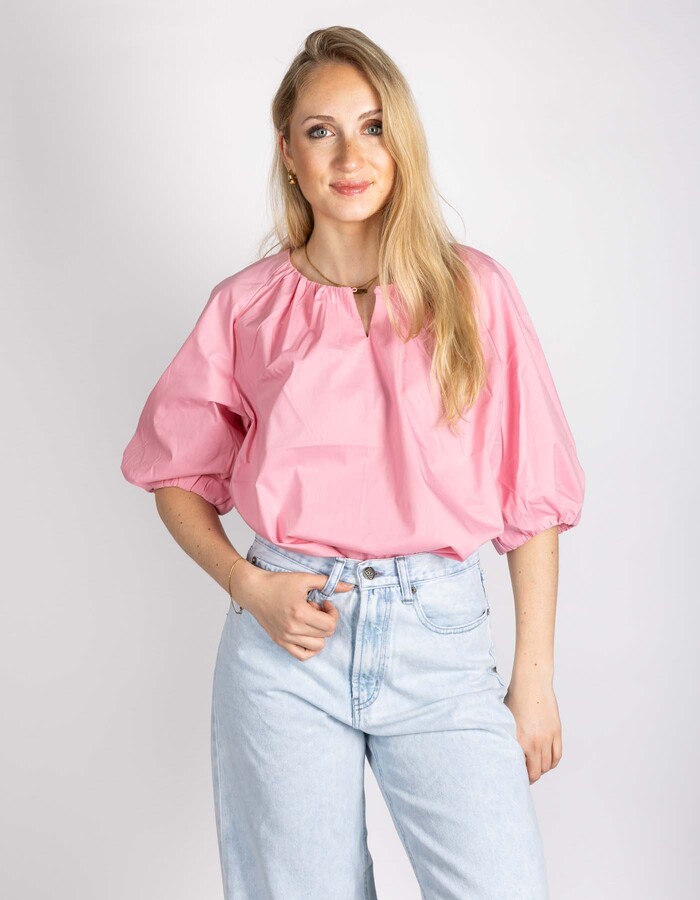 FQSENNY - Roze blouse met ballonmouwen en losse pasvorm