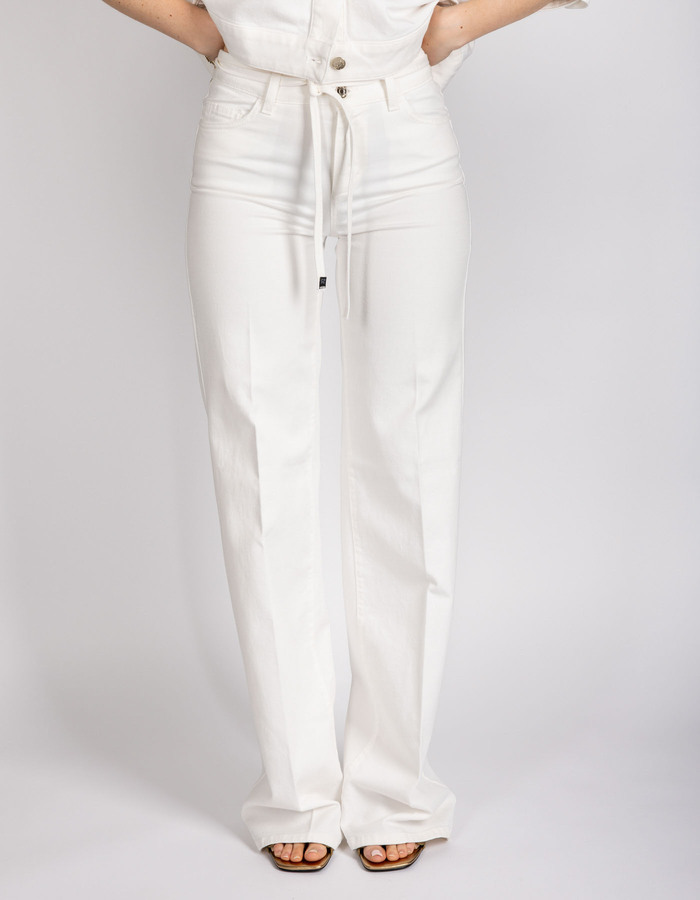 Witte wide leg jeans met trekkoord