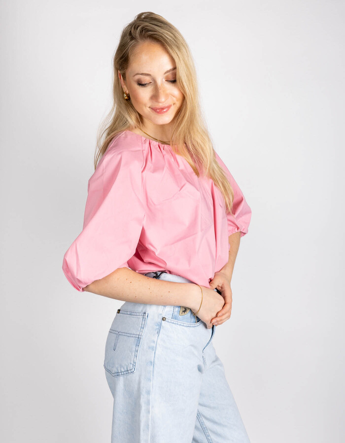 FQSENNY - Roze blouse met ballonmouwen en losse pasvorm