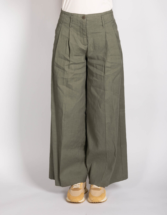 Addison cropped broek in groen met wijde pijpen