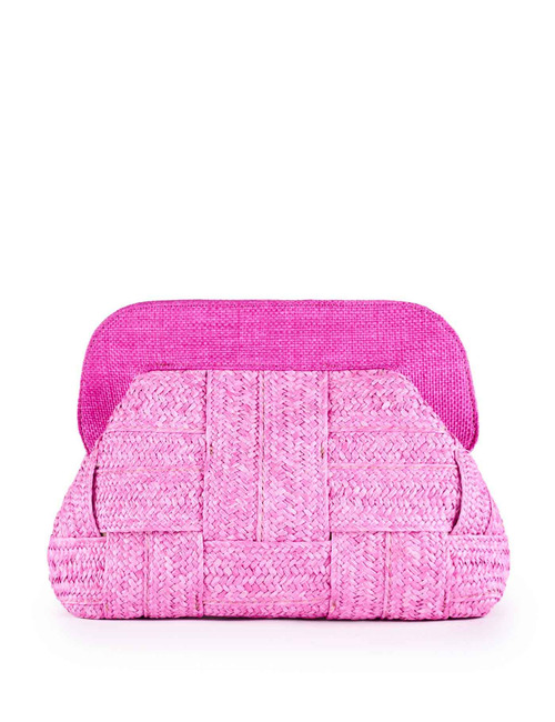 DALIA - Gevlochten clutch met raffia look en afneembare schouderriem