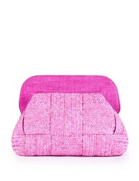 DALIA - Gevlochten clutch met raffia look en afneembare schouderriem