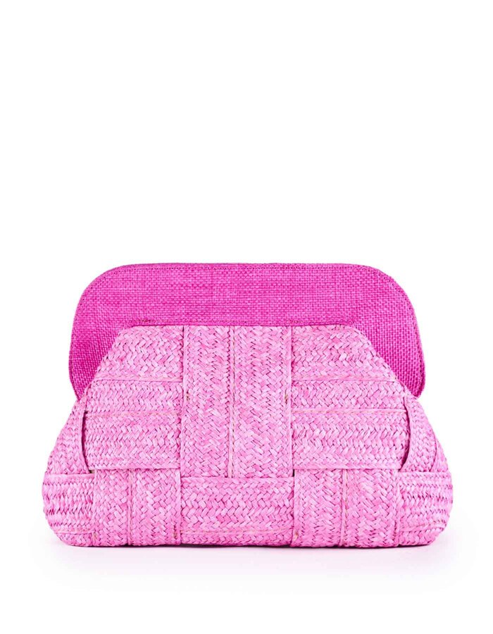 DALIA - Gevlochten clutch met raffia look en afneembare schouderriem