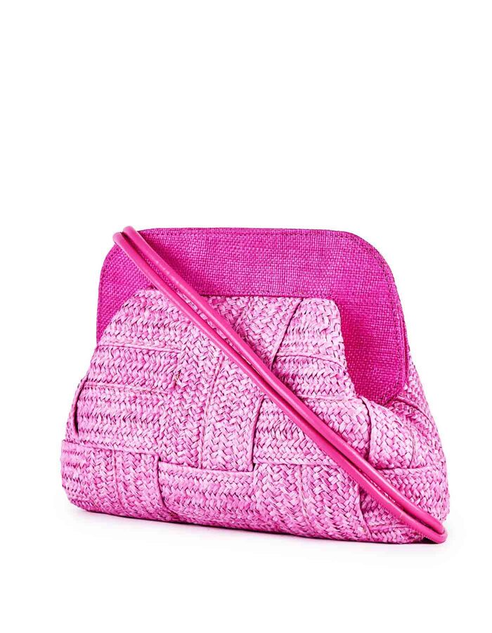 DALIA - Gevlochten clutch met raffia look en afneembare schouderriem