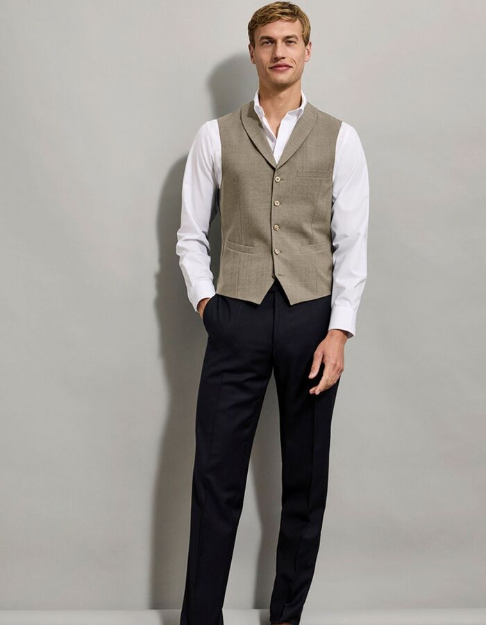 Kostuum gilet in scheerwol met moderne pasvorm