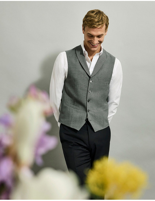 Kostuum gilet in scheerwol met moderne pasvorm