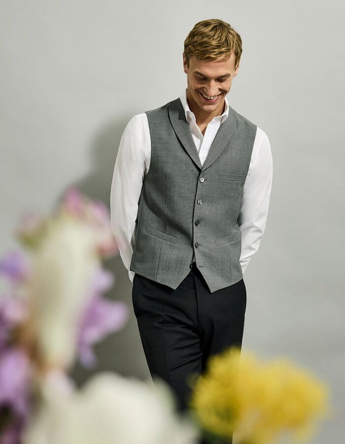 Kostuum gilet in scheerwol met moderne pasvorm