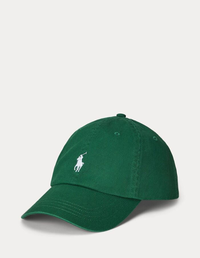 Katoenen chino pet met geborduurd logo