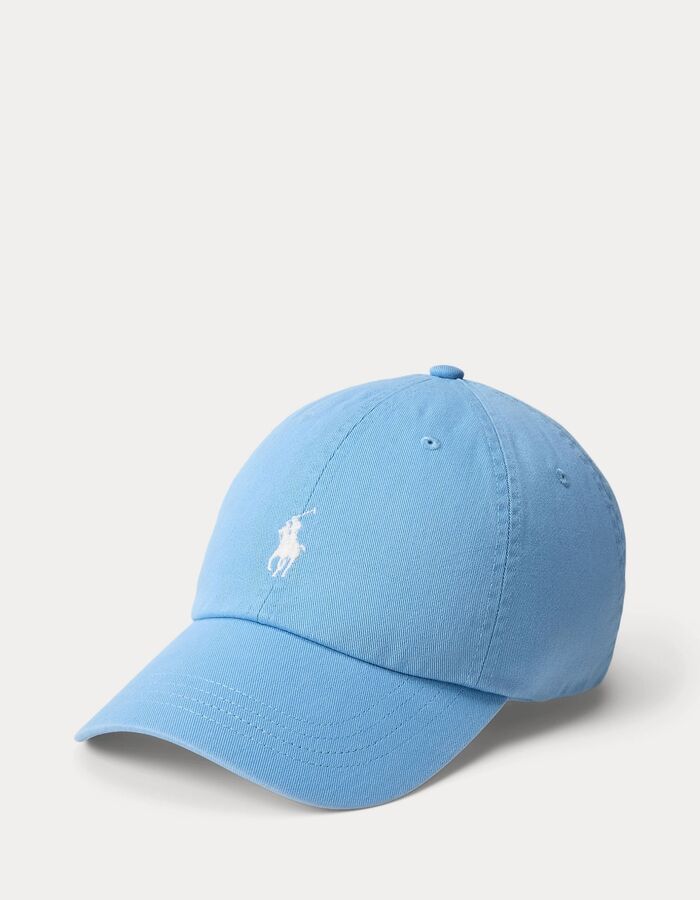 Katoenen chino pet met geborduurd logo