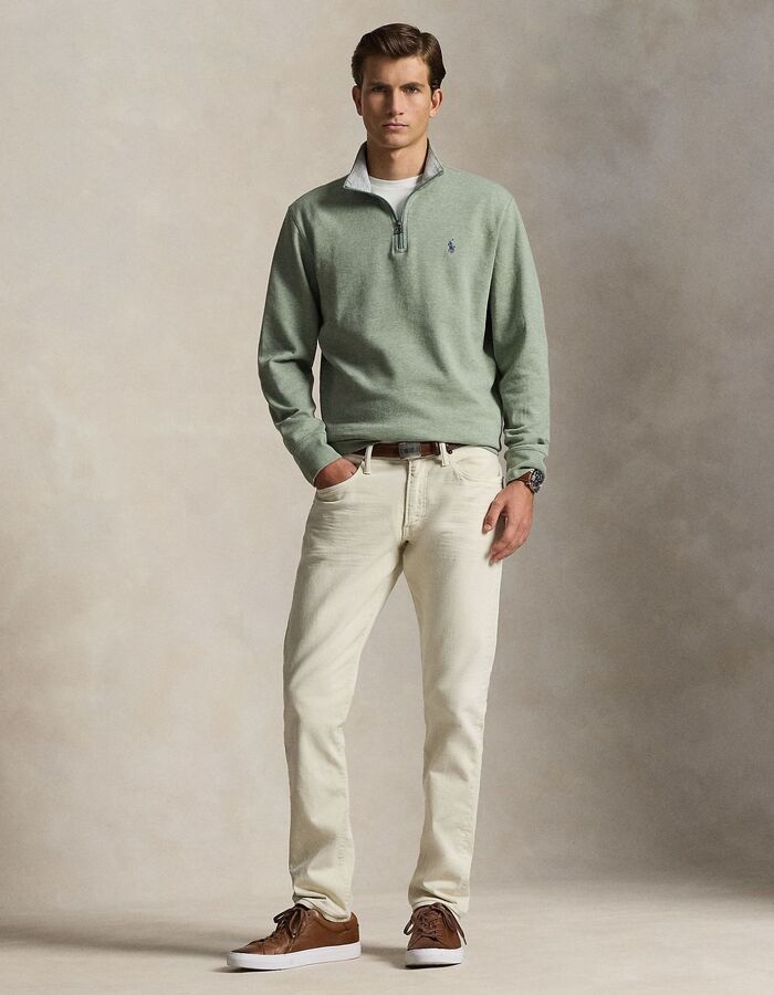Jersey pullover met kwart rits
