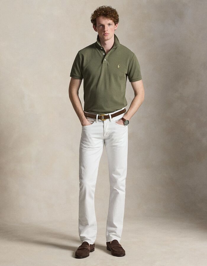 Stretch mesh polo met korte mouwen