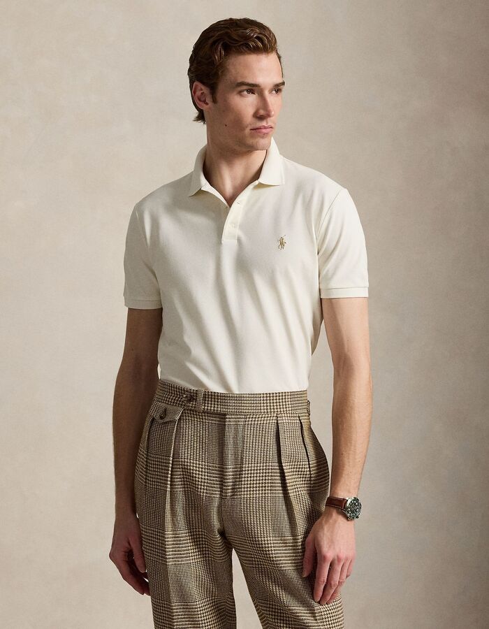Stretch mesh polo met korte mouwen