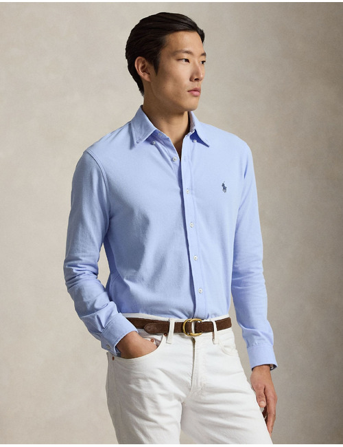 Lichtgewicht mesh hemd met button-down kraag