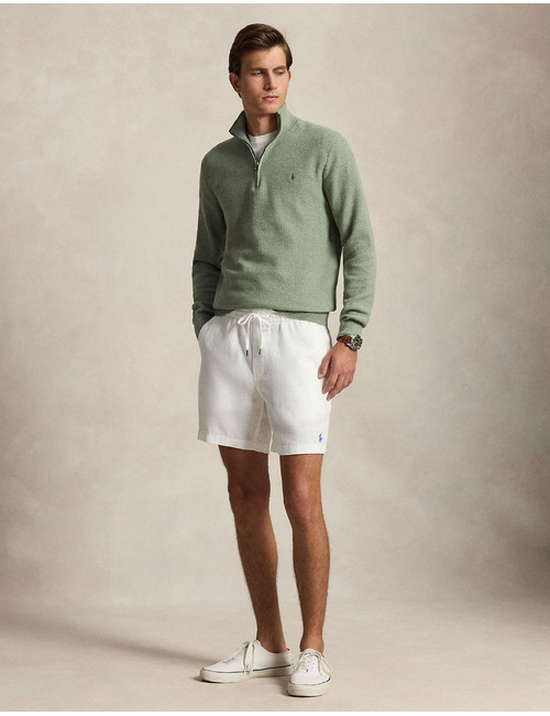 Meshgebreide katoenen sweater met kwart rits