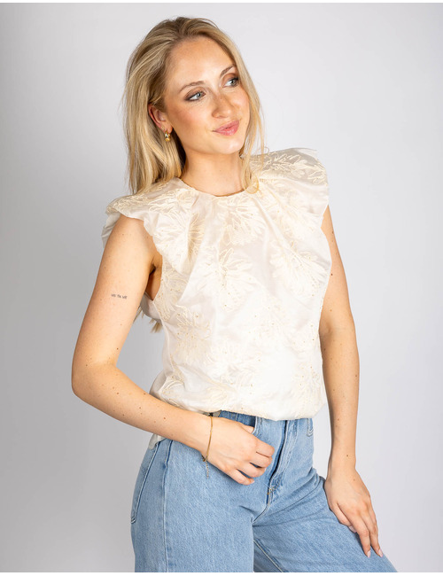 Rinascimento korte mouw bloes beige