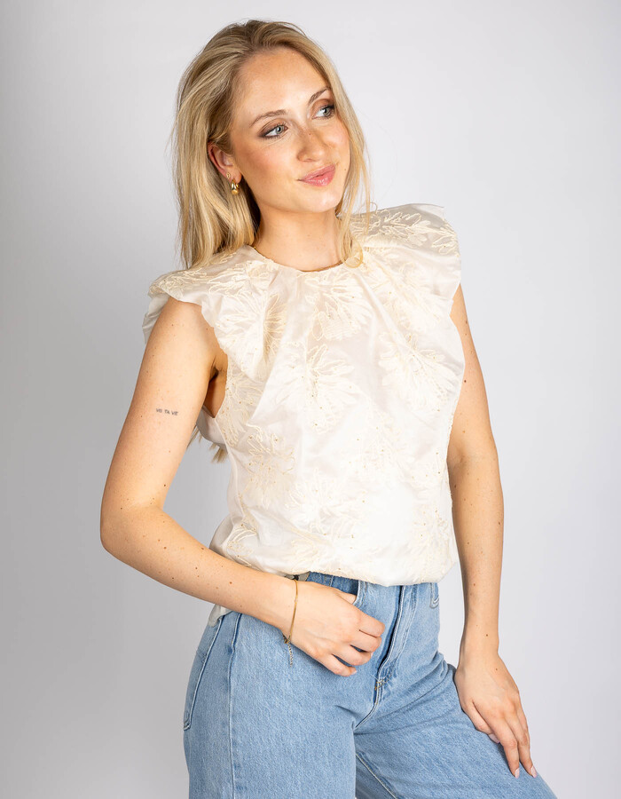 Rinascimento korte mouw bloes beige