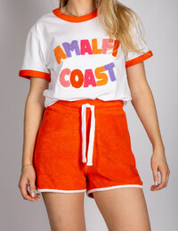 Oranje badstof short met elastische taille