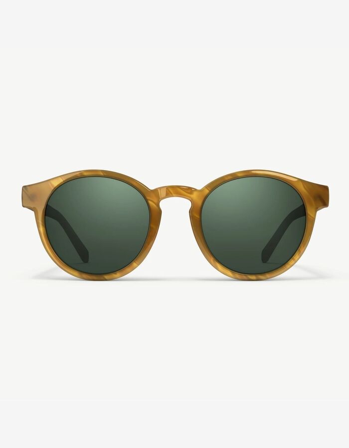 Lunettes de soleil rondes beiges avec verres polarisés