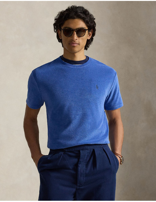 Blauw terry T-shirt in classic fit