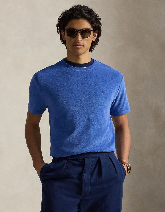 Blauw terry T-shirt in classic fit